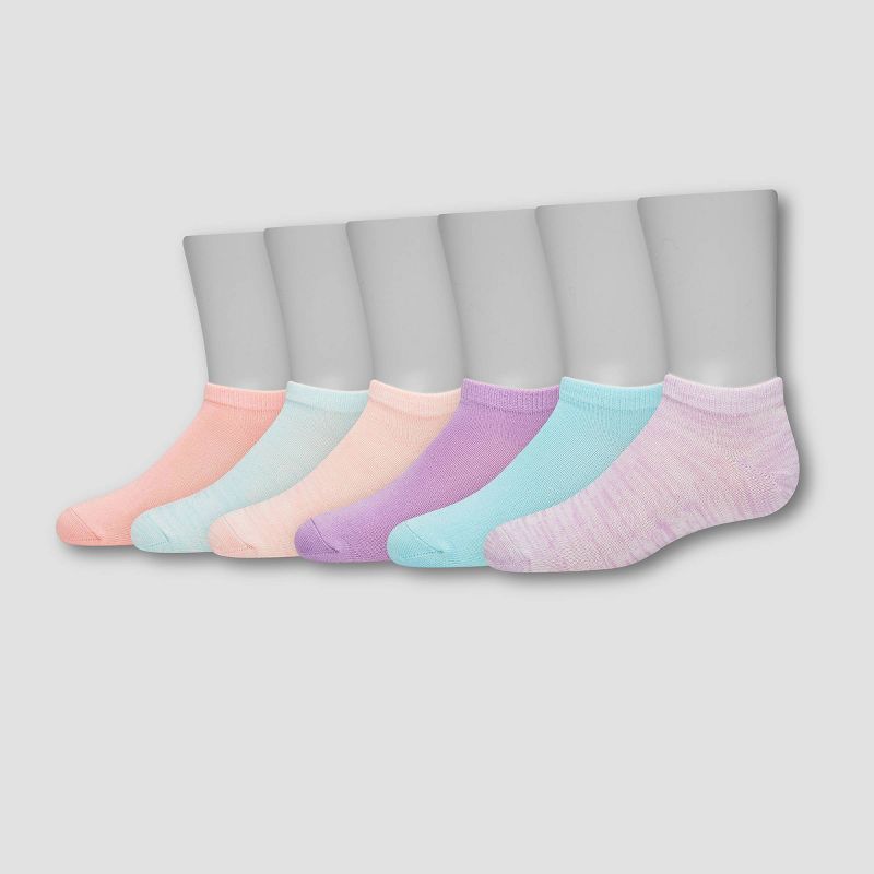 Hanes Premium Girls' 6pk Super Soft No Show Socks - Colors May Vary, 4 of 5