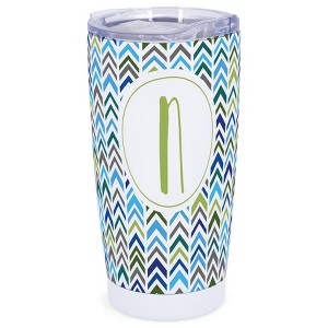 Elanze Designs N Monogram Herringbone Arrows Wrap-Around Design 20 Ounce Stainless Steel On-The-Go Coffee Mug, Thermal Travel Tumbler with Leak - 1 of 4