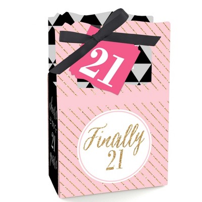 Big Dot of Happiness Finally 21 Girl - 21st Birthday - Party Favor Boxes - Set of 12