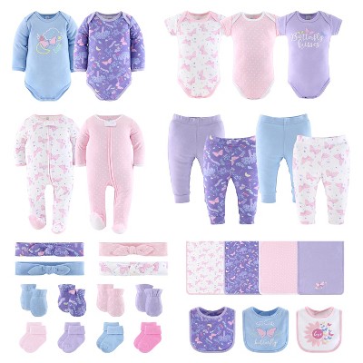 The Peanutshell Purple Butterfly Newborn Layette Set For Baby Girls,  30-pieces, Pink/purple, 0-3 Months : Target