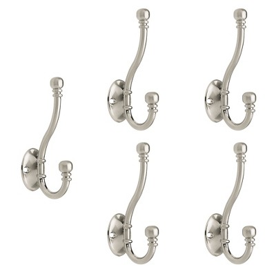 Franklin Brass 5pk Ball-End Coat & Hat Decorative Hooks Satin Nickel