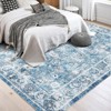 Vintage Rugs,Indoor Vintage Living Room Carpet Kitchen Washable Distressed Rug Gray Floral Bedroom - 3 of 4