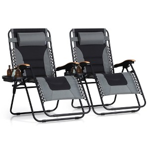 Captiva Designs Oversized XL Zero Gravity Chair Set of 2, Padded Folding Recliners with Cup Holder & Adjustable Back, Support 400 lbs - 1 of 4