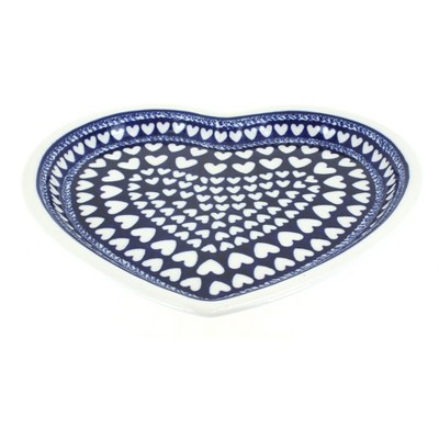 Blue Rose Polish Pottery Valentina Heart Plate