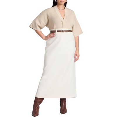ELOQUII Belted Column Skirt