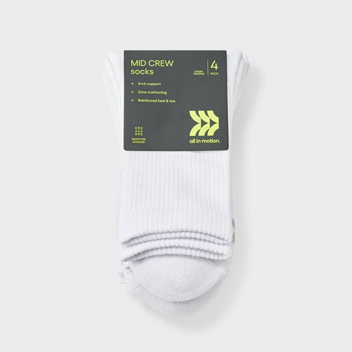 Women's Cushioned Active 4pk Athletic Mid Crew Socks - All In Motion™ 4-10 - thumbnail 6