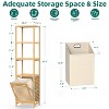 4-layer inclined laundry rack, detachable basket - convertible to 2-layer pull-out laundry basket and 2-layer independent rack, Beige - 2 of 4