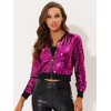 INSPIRE CHIC Women's Sequin Long Sleeve Glitter Shiny Party Bomber Jacket - 2 of 4