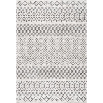 Ifrane Gray and Cream Geometric Stripe 3x5 Area Rug