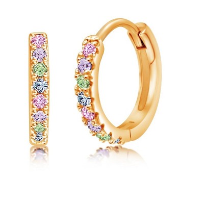 Chanteur Hypoallergenic Kids Jewelry Accessories Round CZ Yellow Gold Brass Plating Kids hoop Earrings