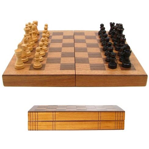 11 Classic Folding Chess Set - Walnut Wood Board