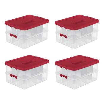 IRIS USA 56.8 L (60 US Qt.) Ornament Storage Box with Hinged Lid and  Dividers, 2-pack, Plastic Organization Container Bin for Holiday  Decorations and