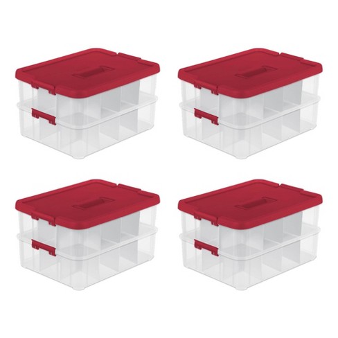 Sterilite 24 Compartment Stack and Carry Christmas Ornament Storage Box (4 Pack) - image 1 of 4