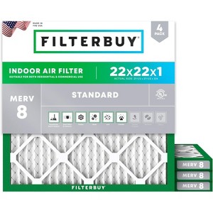 Filterbuy 22x22x1 Air Filter (4-Pack), Pleated MERV 8 Dust Defense Replacement HVAC AC Furnace Filters (Actual Size: 21.50 x 21.50 x 0.75) - 1 of 4