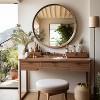 LuxenHome Natural Rubberwood Frame Round Wall Mirror Brown - 3 of 4