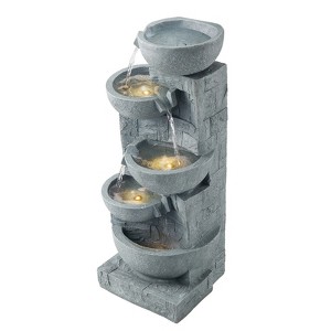 VEVOR Outdoor Water Fountain, 31.5 in Height Fountain and Waterfall, 5-Tier Floor Standing Bowl-Shaped Cascading Fountains with Light and Pump, Gray - 1 of 4