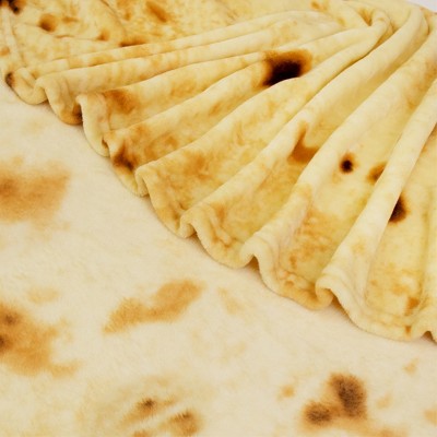 Yellow Round Fleece Tortilla Blanket for Pets and Kids