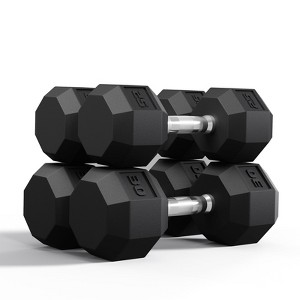 TROPOW Black PVC Hex Dumbbell Set ¨C 100LB (5/10/15/20LB x2) & 110LB (25/30LB x2) for Home Gym, Strength Training & Full-Body Workout - 1 of 4