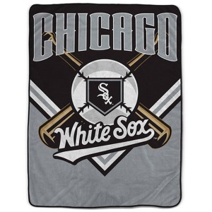 MLB Chicago White Sox On Deck Ultra Cozy Blanket: Sports Team Logo Plush Throw - 1 of 3