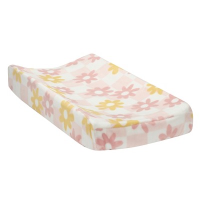 Image of Lambs & Ivy Daisy Dreams Pink/White Checkered Soft Luxury Changing Pad Cover