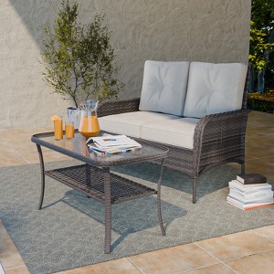 EAGLE PEAK Rustic Veranda Patio Bistro Set, Outdoor Wicker Furniture - 1 of 4