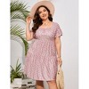 Plus Size Sundress with Short Sleeve Square Neck Ruffled Dress Smokced Wasit Tiered Dress Plus Size Peasant Dress Floral Prairie Dress - 2 of 4