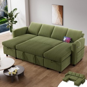 Vipbear 81" Sleeper Sofa Bed with Pull Out Bed, L Shaped Couch Sectional Sleeper Sofa - 1 of 4