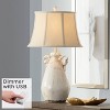 Regency Hill Rustic Country Cottage Table Lamp 27" Tall with USB Charging Port Ivory Crackled Ceramic Beige Bell Shade for Bedroom Living Room House - 2 of 4