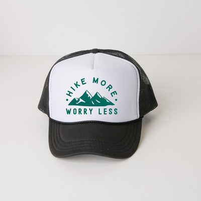 Simply Sage Market Hike More Worry Less Mountains Adult Foam Trucker Hat