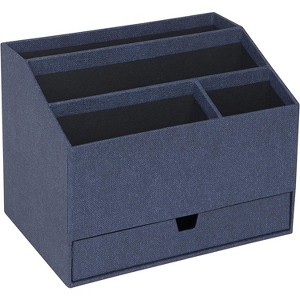 Bigso Greta Desktop Organizer - Durable Office Desk Organizer for Office Supplies and Accessories with 4 Compartments and Drawer - Grey - 1 of 3