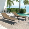 3pc Outdoor Aluminum Lounge Chairs with Side Table - Dark Brown - Crestlive Products - image 3 of 4