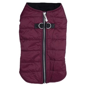 Doggie Design Zip-up Dog Puffer Vest - Burgundy - 1 of 3