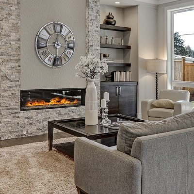 Vintage Industrial 24" Round Metal and Wood Wall Clock