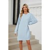 Womens Long Sleeve Dress Round Neck Front Pocket Long Sleeve Shift Dress - 3 of 4