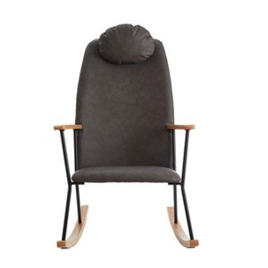 Vynxaria Brown Leather Rocking Accent Chairs with Padded High Back & Armrests, for Home Use - 1 of 4