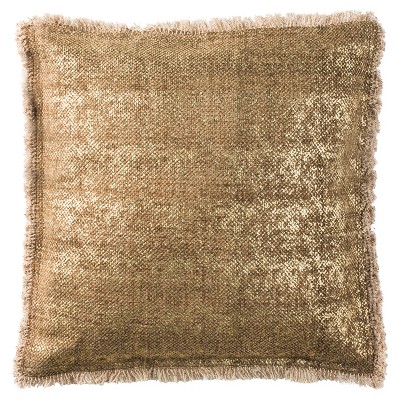 20"x20" Oversize Metallic Sponge Square Throw Pillow Golden/Caramel - Safavieh