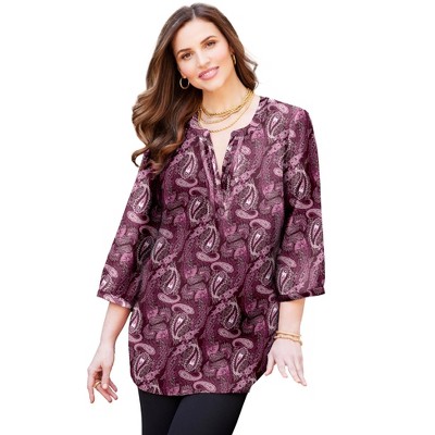 Catherines Women's Plus Size Petite Georgette Pintuck Tunic - 3xwp 