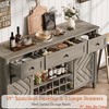 47.2'' /59''Farmhouse Buffet Cabinet w/ Sliding Barn Door, 33.4'' Tall Rustic Sideboard w/ 3 Drawer, Adjustable Shelf and Removable Wine Rack - 3 of 4
