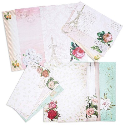 Paper Junkie 60 Sheets One Sided Vintage Floral Letter Stationery 10.2 x 7.25 inches with 30 Matching Envelopes 8.45 x 4.3 inches