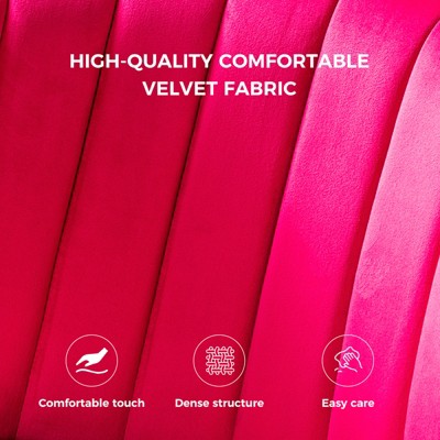 Fuchsia Velvet Upholstered Side Chair with Gold Metal Legs
