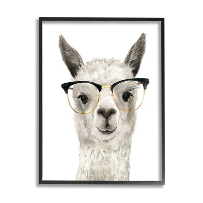 Stupell Industries Farm Animal Llama In Glasses Framed Giclee Art