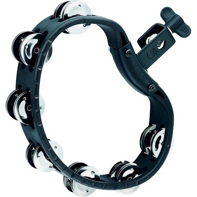 Double Row Steel Jingles Meinl Percussion HTMT2BK Mountable ABS Plastic Tambourine with Guiro Style Frame