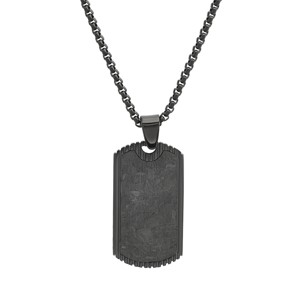 Steeltime 24" Men's black ip stainless steel and black carbon fiber dog tag pendant - 1 of 4