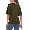 BLUEMING Womens Flutter Elbow Sleeve Shirts V Neck Tee Blouse Pagoda Sleeve T-Shirts Summer Tee Blouse Flowy Tops - 2 of 4