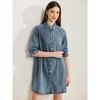 Allegra K Women's Elbow Sleeve Babydoll Mini Jean Shirt Dresses - 3 of 4