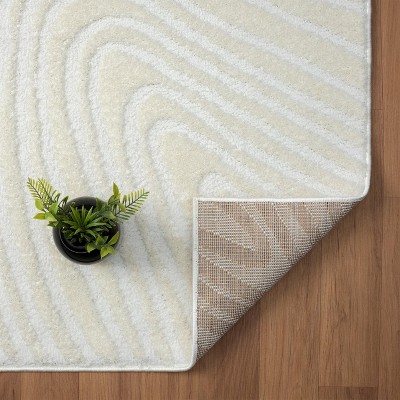 Cream Geometric Swirl 5' x 7' Synthetic Area Rug