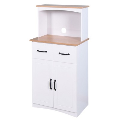 NicBex Tall Kitchen Pantry Storage Cabinet with Microwave Oven Countertop and 2 Drawers for Dining Room,Bathroom,Kitchen