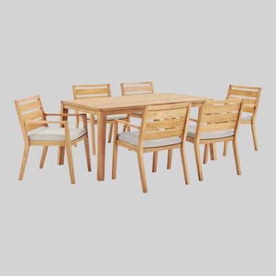 Portsmouth 7pc Outdoor Karri Wood Dining Set - Taupe - Modway