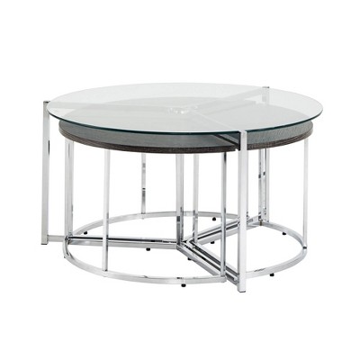 Humberto Chrome Finish Glass Top Coffee Table Chrome - Inspire Q