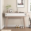 MAYEERTY Entryway Table with 2 White Sliding Doors - Storage Space, Wood Legs, Sofa Console for Hallway, Living Room£¬Natural - 2 of 4